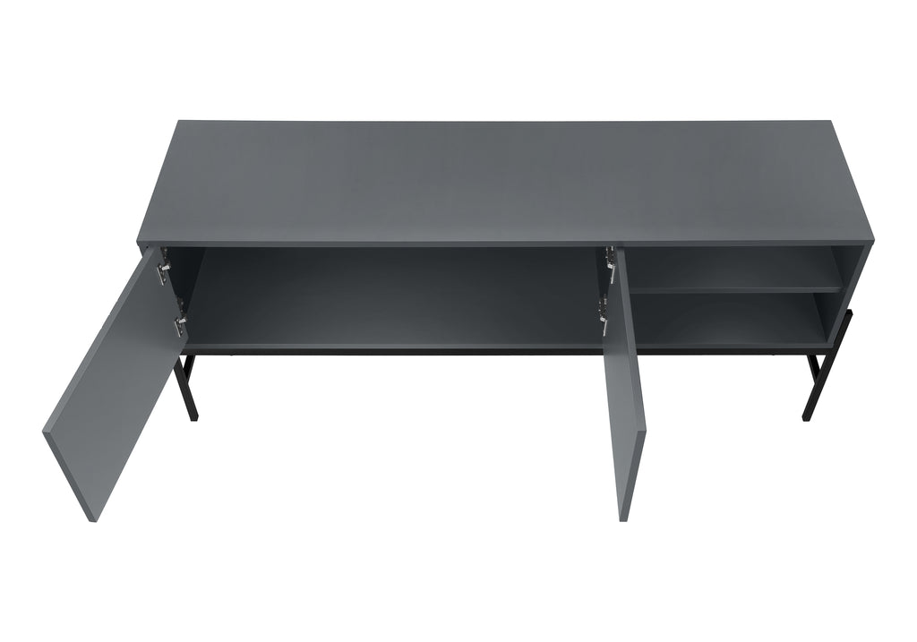 Modern 60-inch Meuble Divino TV stand with sleek design and storage compartments for media devices and accessories.