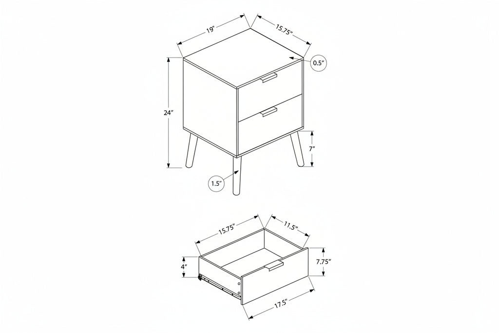 Table de chevet en placage de noyer