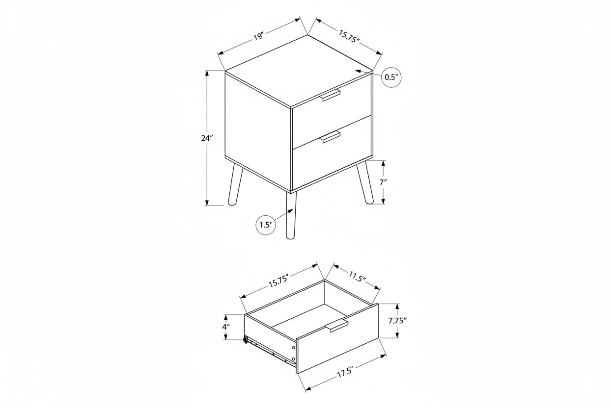 Table de chevet en placage de noyer
