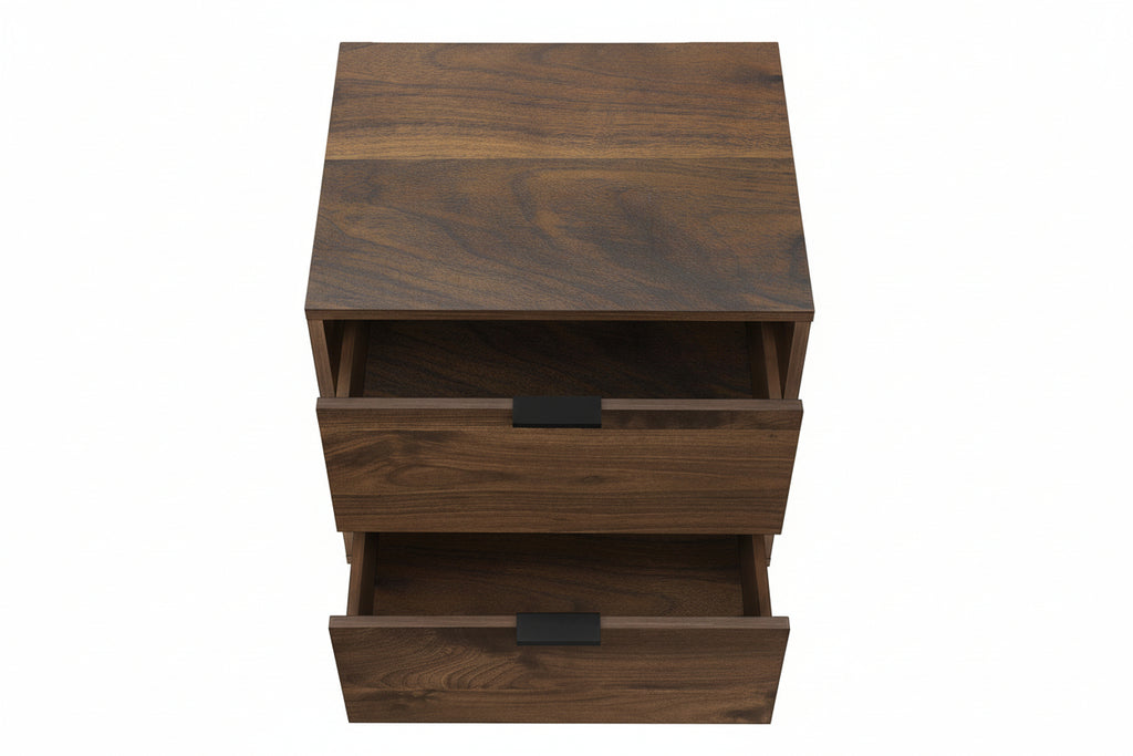 Table de chevet en placage de noyer