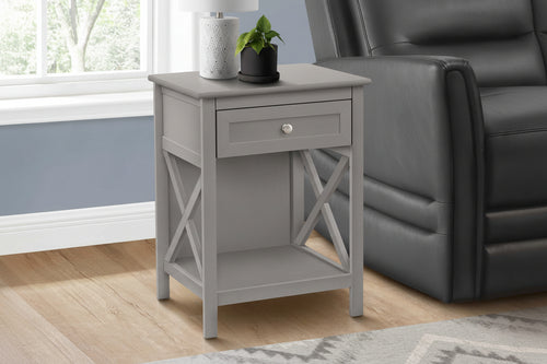 2-Tier Accent Side Table with Drawer & Shelf