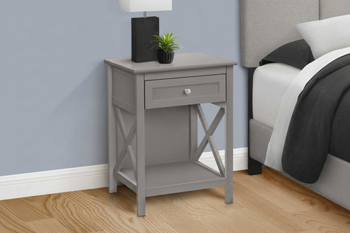 Meuble Divino 2-tier accent side table with drawer and shelf, featuring a modern wooden design suitable for bedroom or living space.