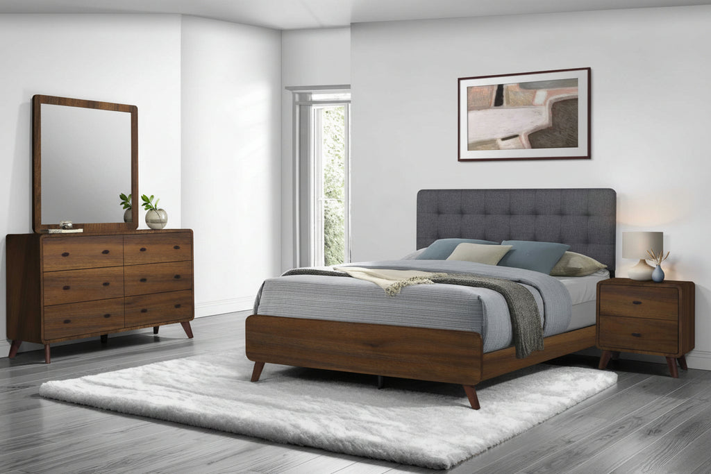 230 Grey Fabric Walnut Finish
