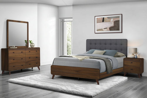 230 Grey Fabric Walnut Finish