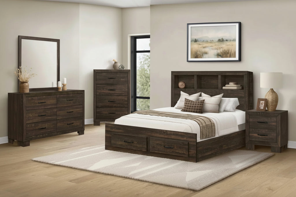 Rustic oak queen bedroom set Meuble Divino