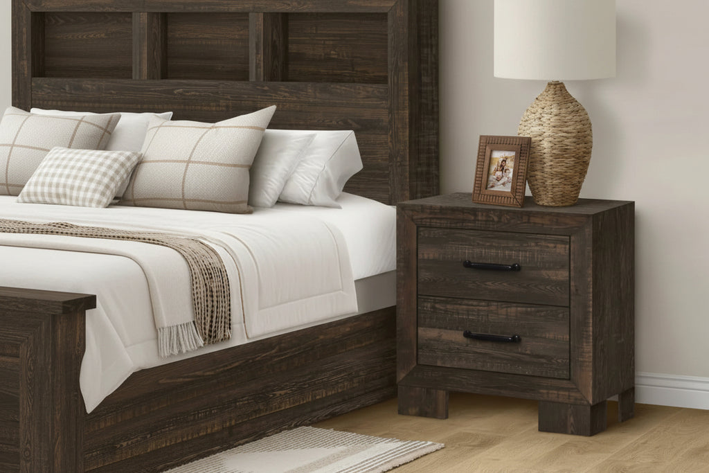 Rustic oak queen bedroom set Meuble Divino