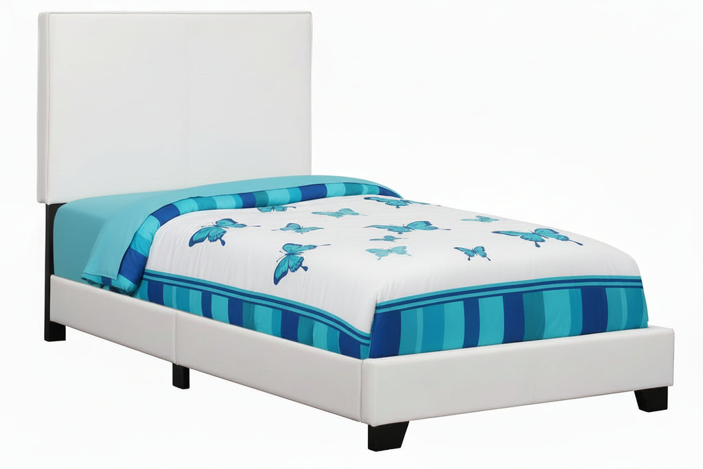 Single bed with PU leather upholstery by Meuble Divino, showcasing a modern bed frame with sleek, smooth leather surface.