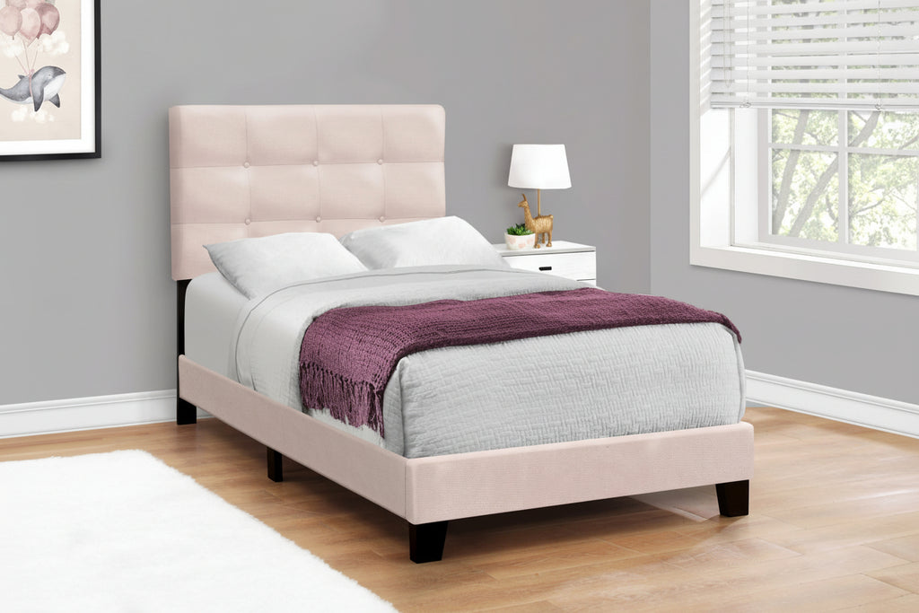 Pink velvet single bed by Meuble Divino with a sleek, modern design and plush upholstery, perfect for a stylish bedroom.