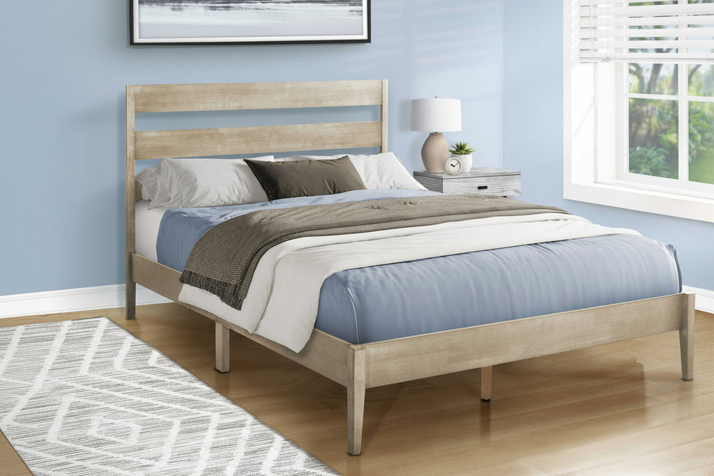 Meuble Divino Valerino bed with a modern wooden frame and neutral-toned bedding in a stylish bedroom setting.