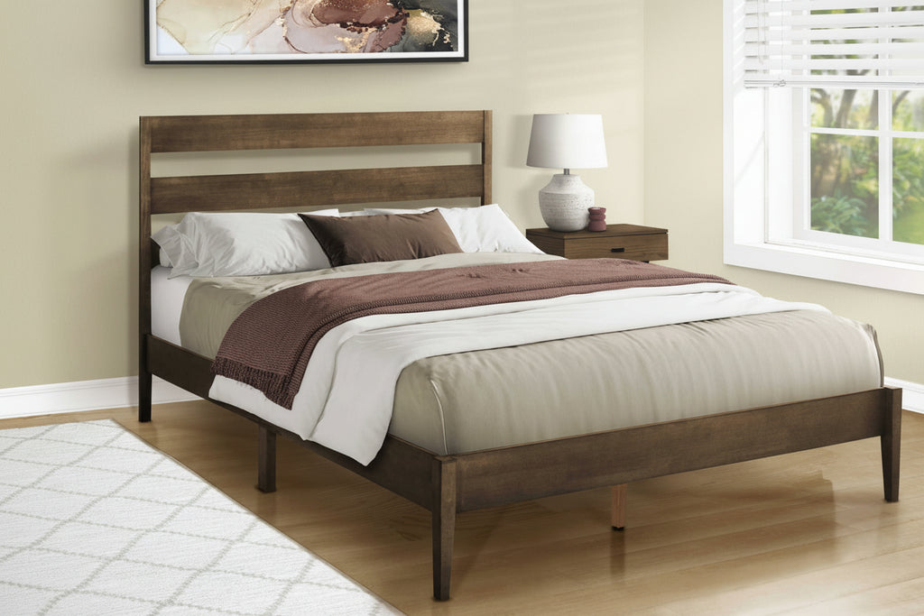 Modern Valerino bed by Meuble Divino with a sleek wooden frame and neutral bedding, stylish bedroom furniture for a contemporary look.