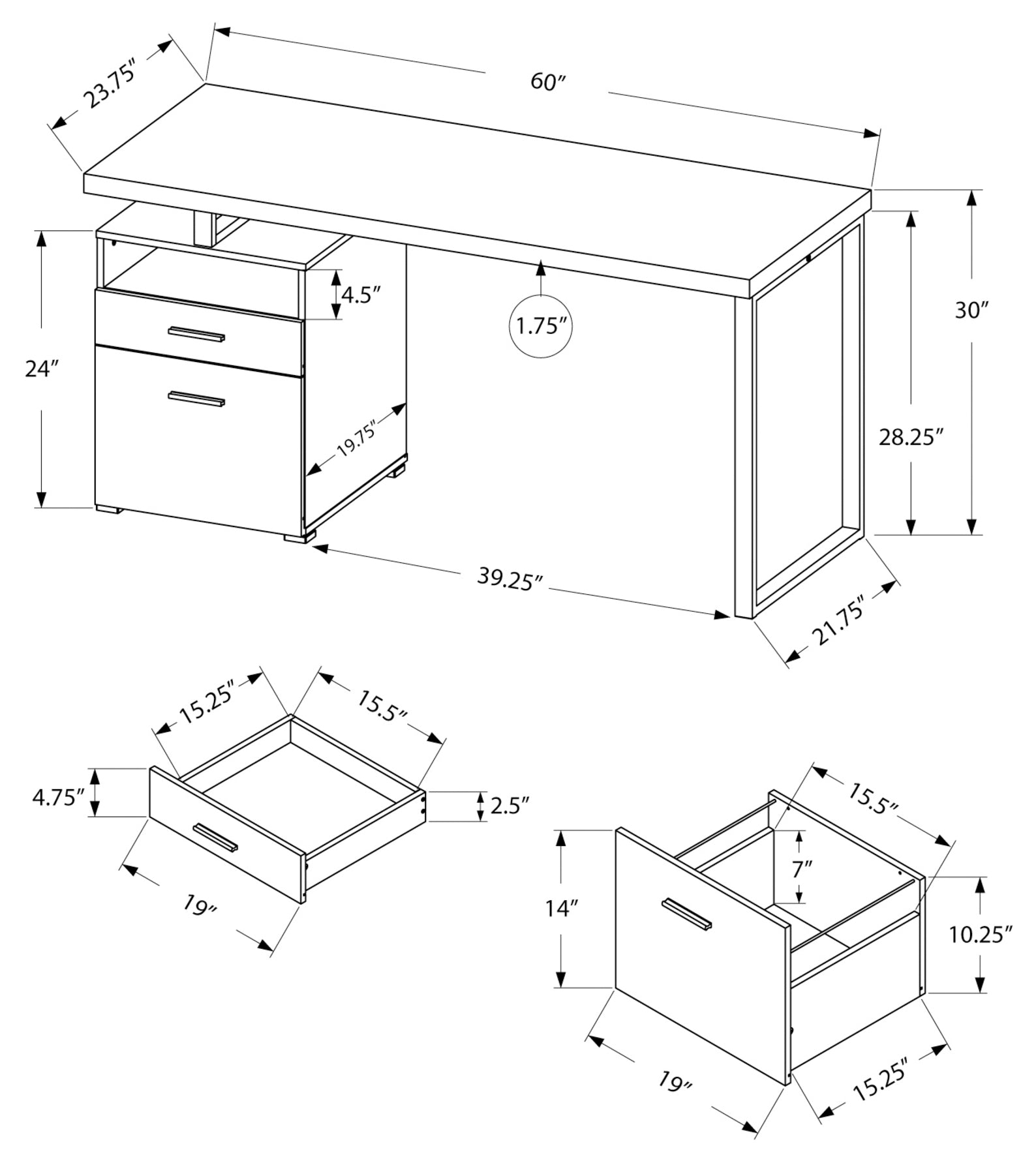 Westwood reversible computer desk with drawers