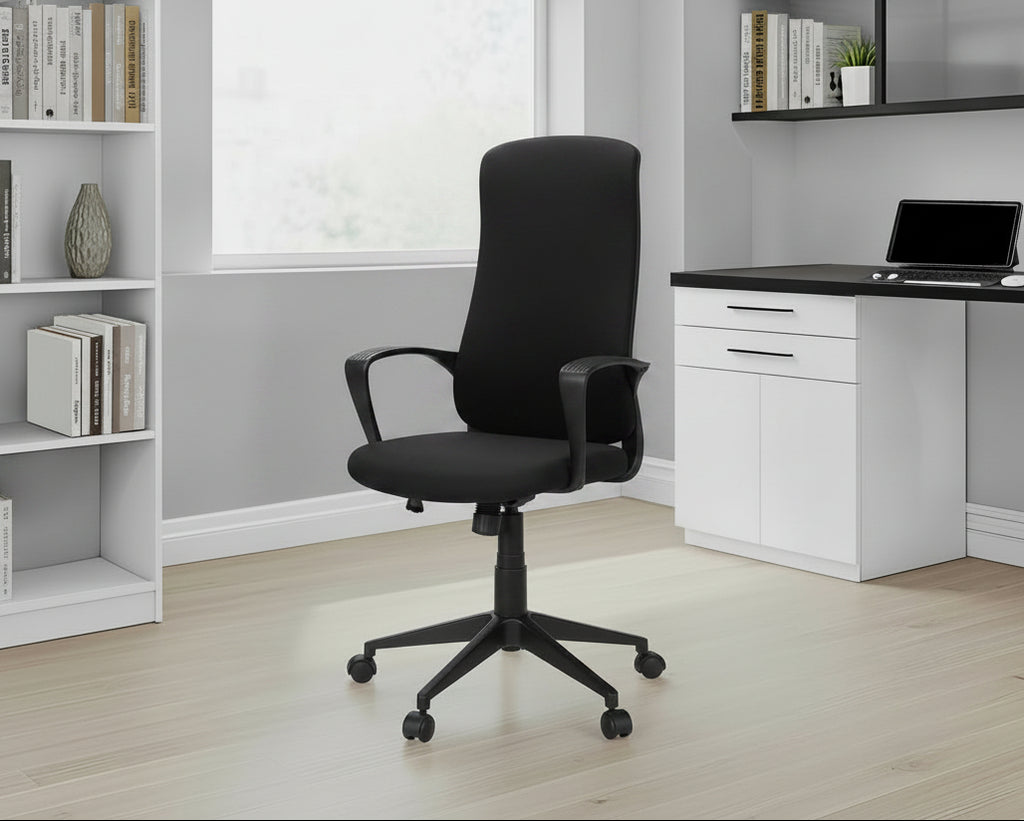Modern Black Fabric High-Back Executive Office Chair