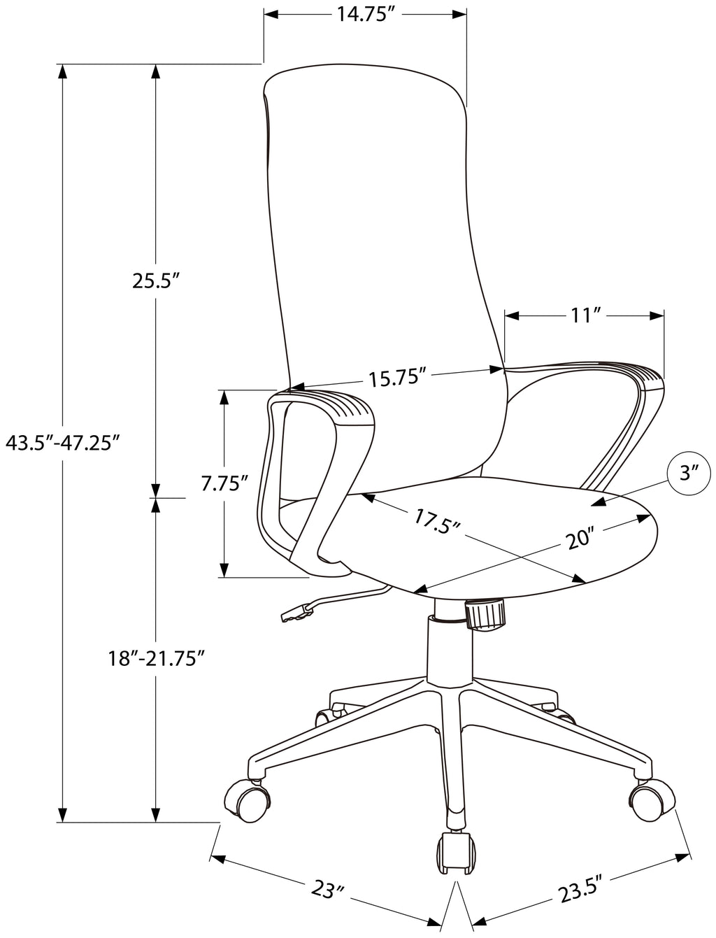 Modern Black Fabric High-Back Executive Office Chair