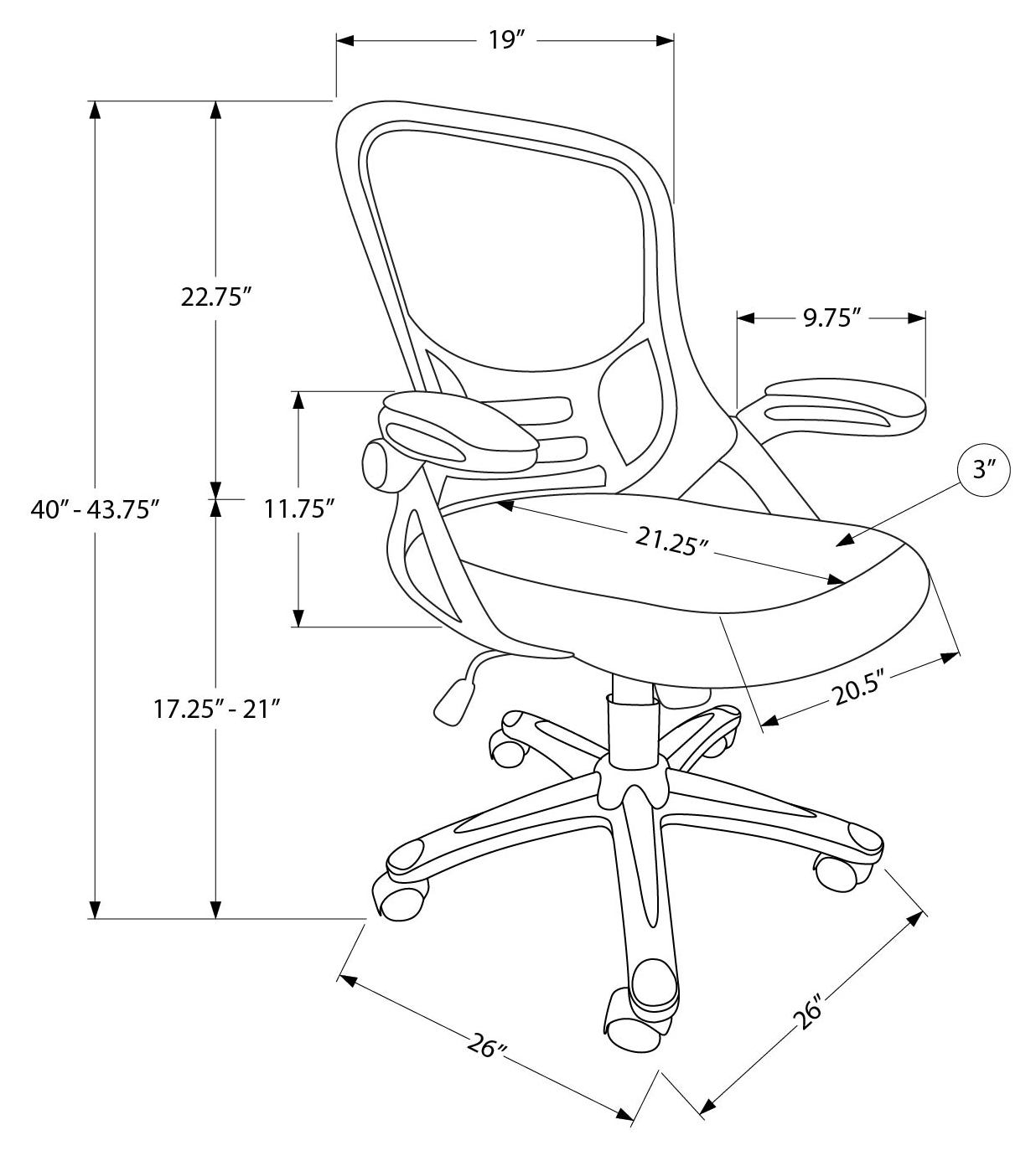 Modern Ergonomic Mid-Back Mesh Office Chair with Flip-Up Armrests