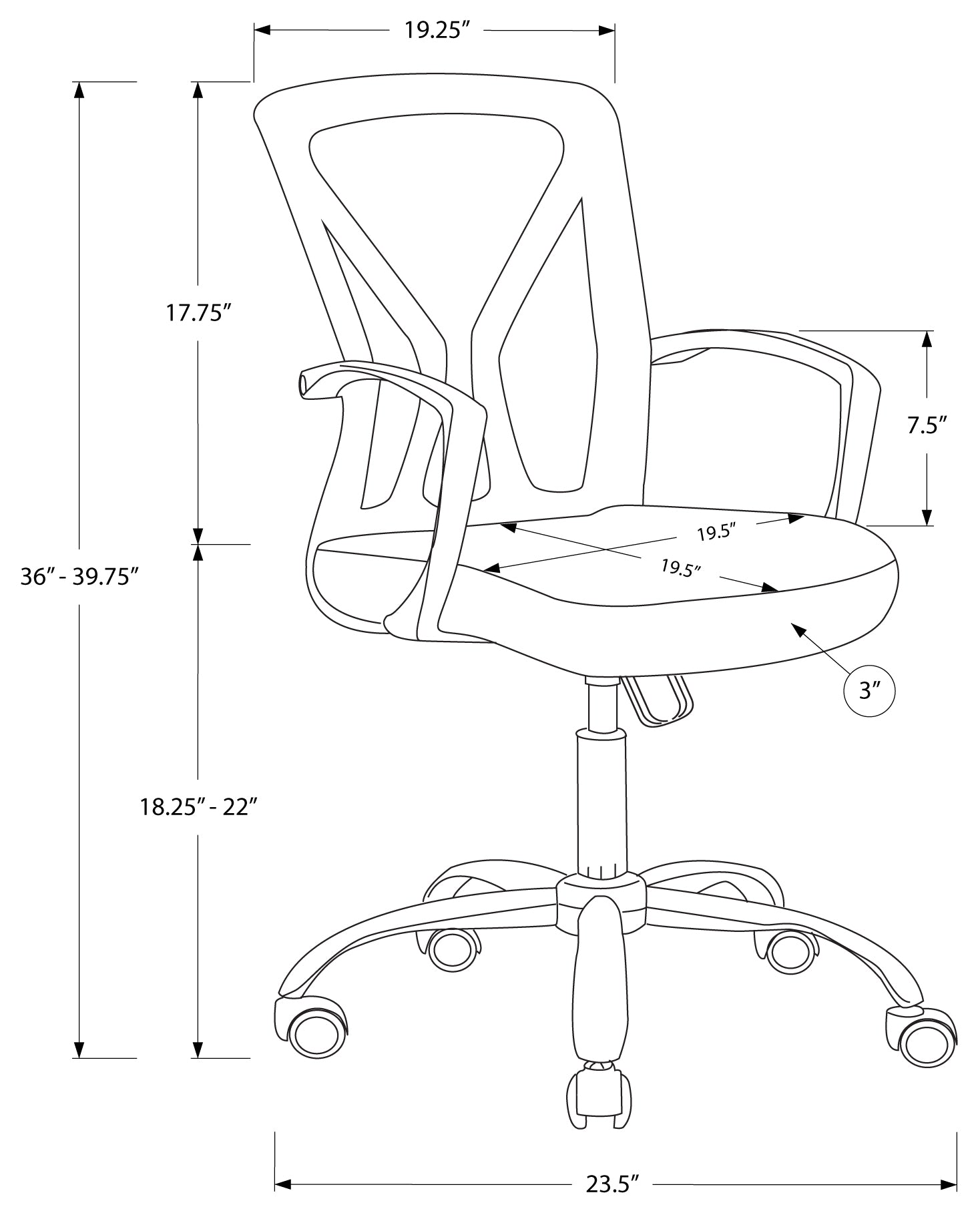 Ergonomic Mid-Back Mesh Office Chair with Chrome Base – Black