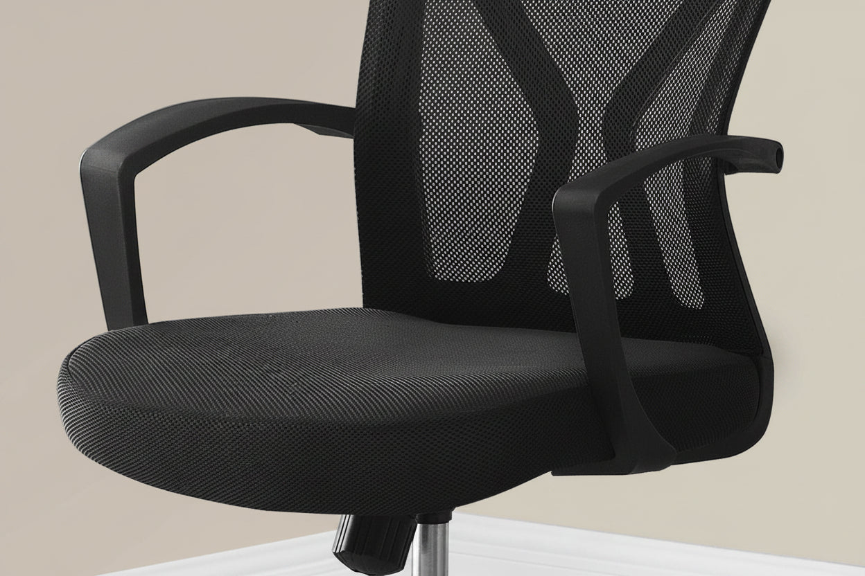Ergonomic Mid-Back Mesh Office Chair with Chrome Base – Black