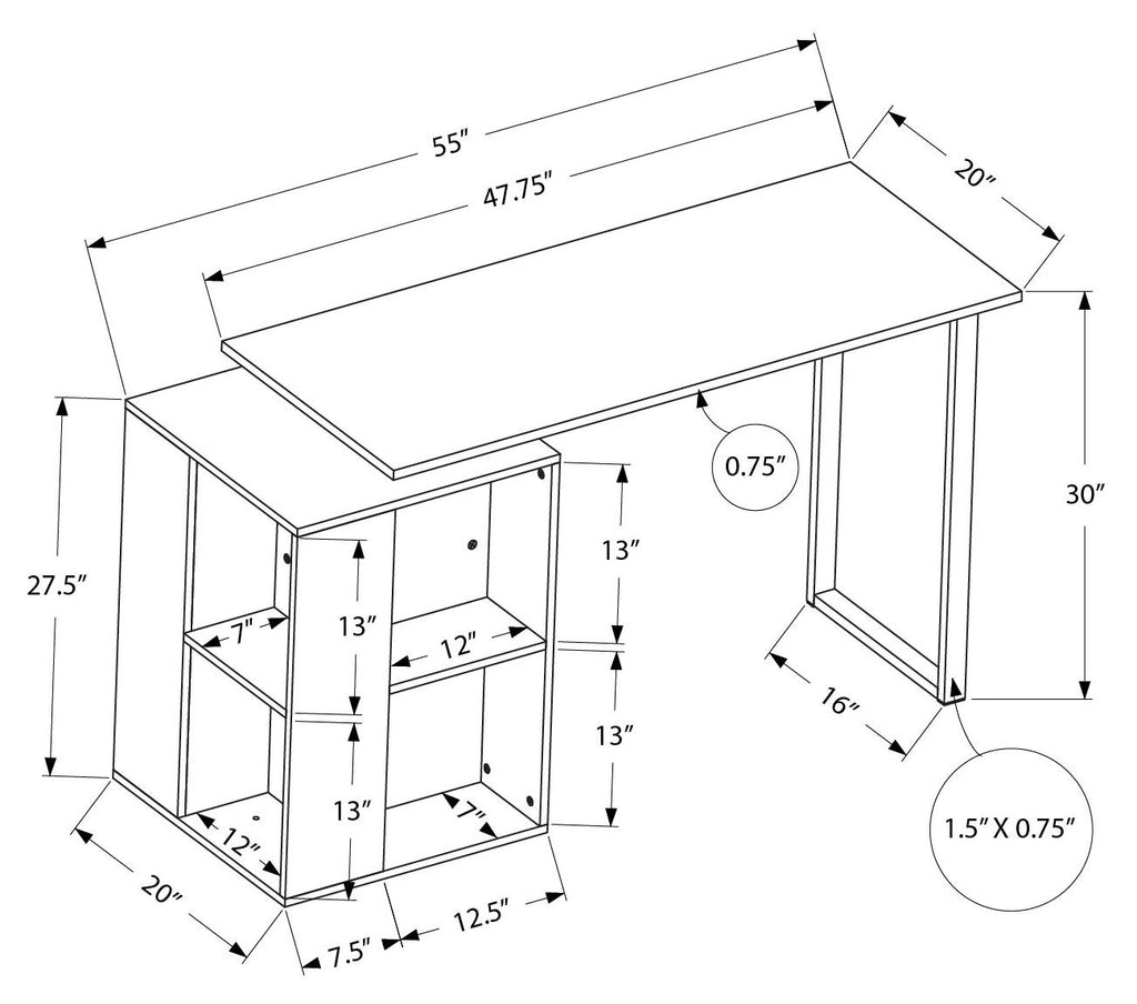 Nova Reversible Computer Desk with 8-Shelf Bookcase