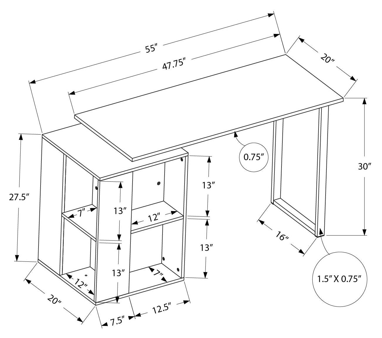 Nova Reversible Computer Desk with 8-Shelf Bookcase