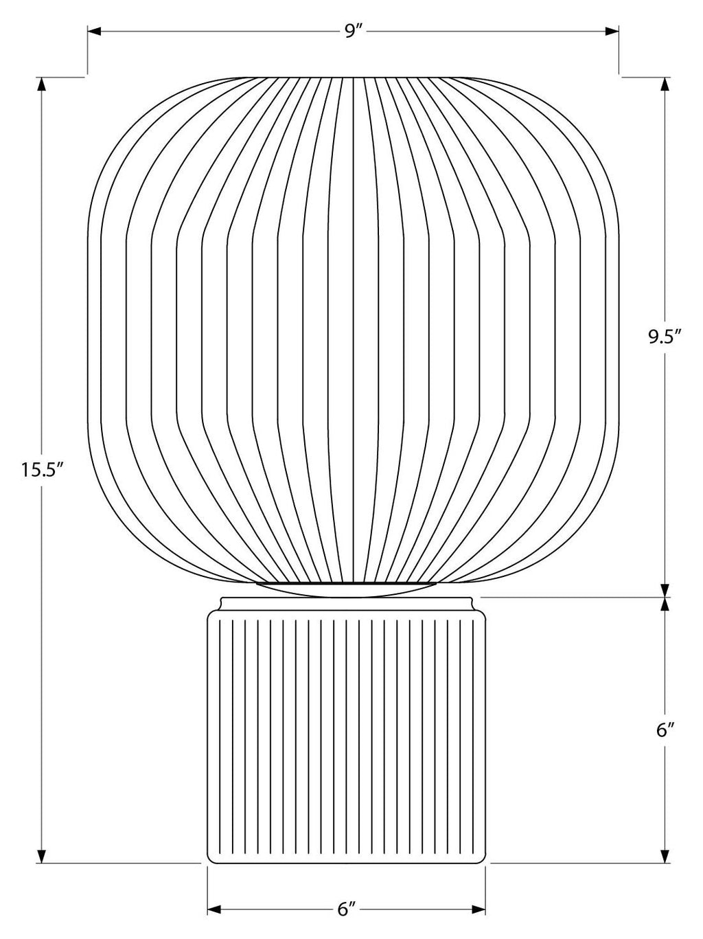Tinted Ribbed Glass Table Lamp – 15.5"