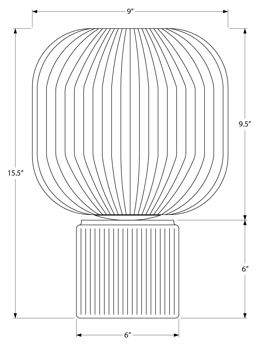Tinted Ribbed Glass Table Lamp – 15.5"