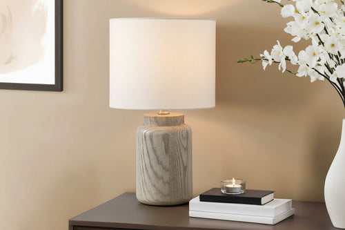 Lampe de table en résine de 43 cm avec abat-jour en tissu ivoire