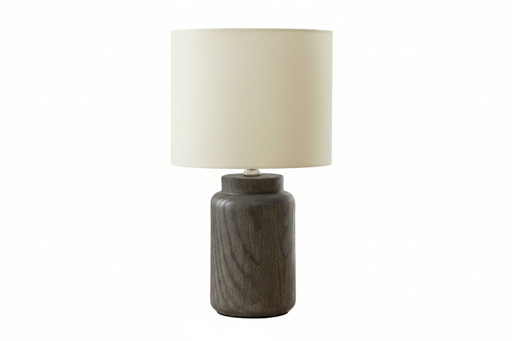 17-inch resin table lamp with ivory fabric shade, decorative accessories by Meuble Divino, featuring a classic design and elegant finish.