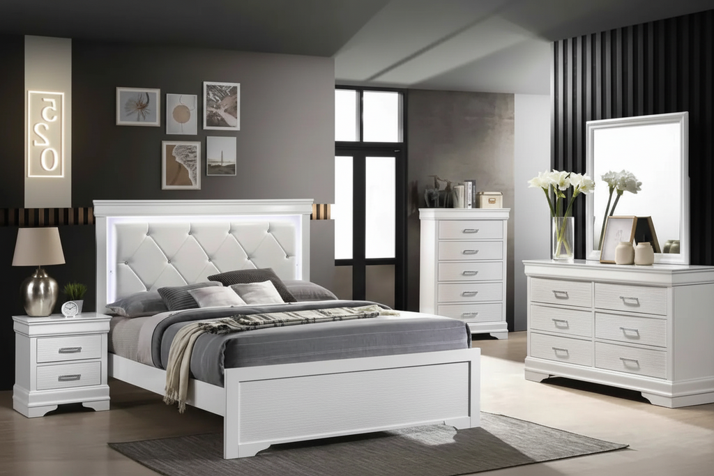 Brook Bedroom Set Queen – White 6 pieces MTL Meubles et Matelas