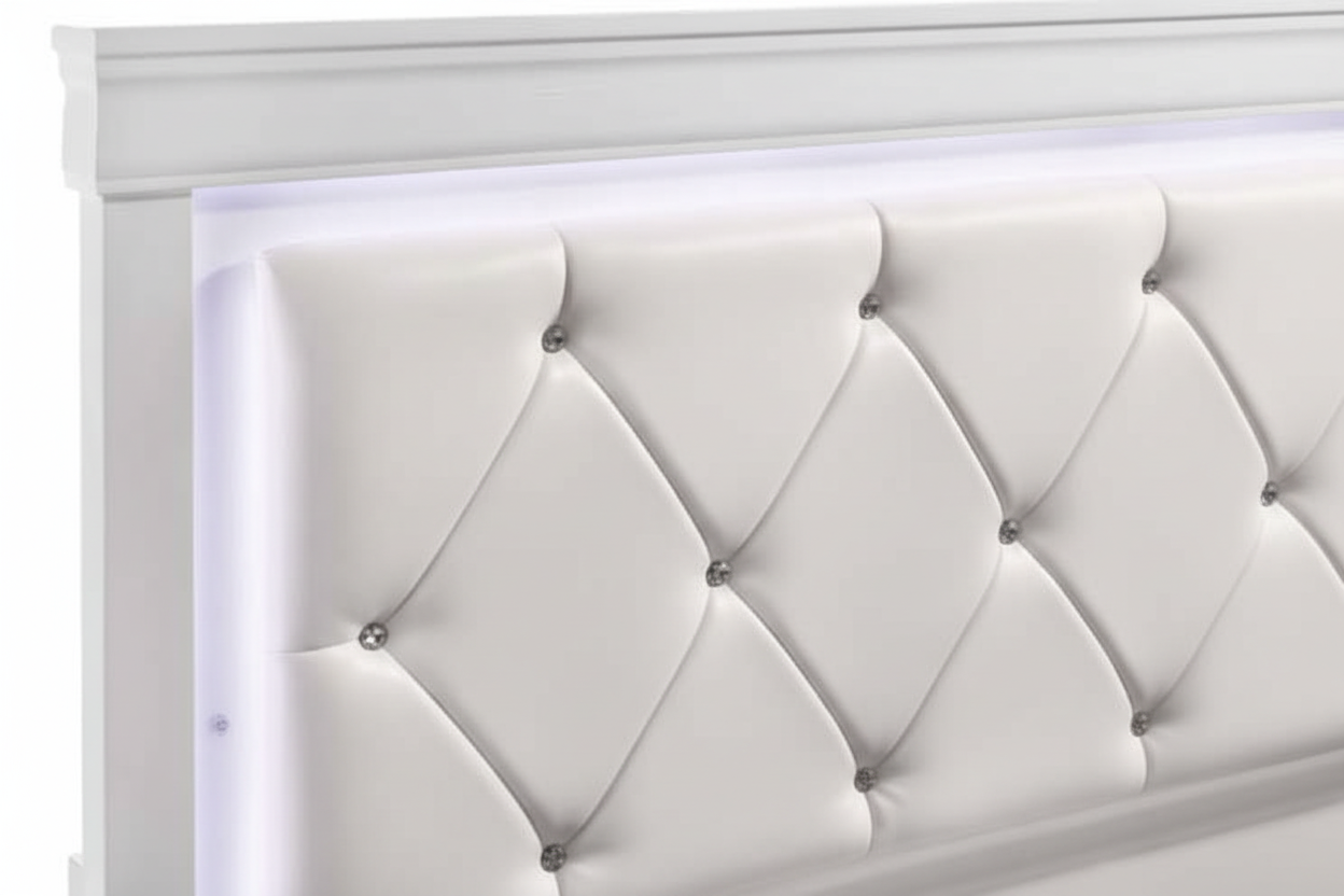 Ensemble de chambre à coucher Brook Queen – Blanc 6 pièces