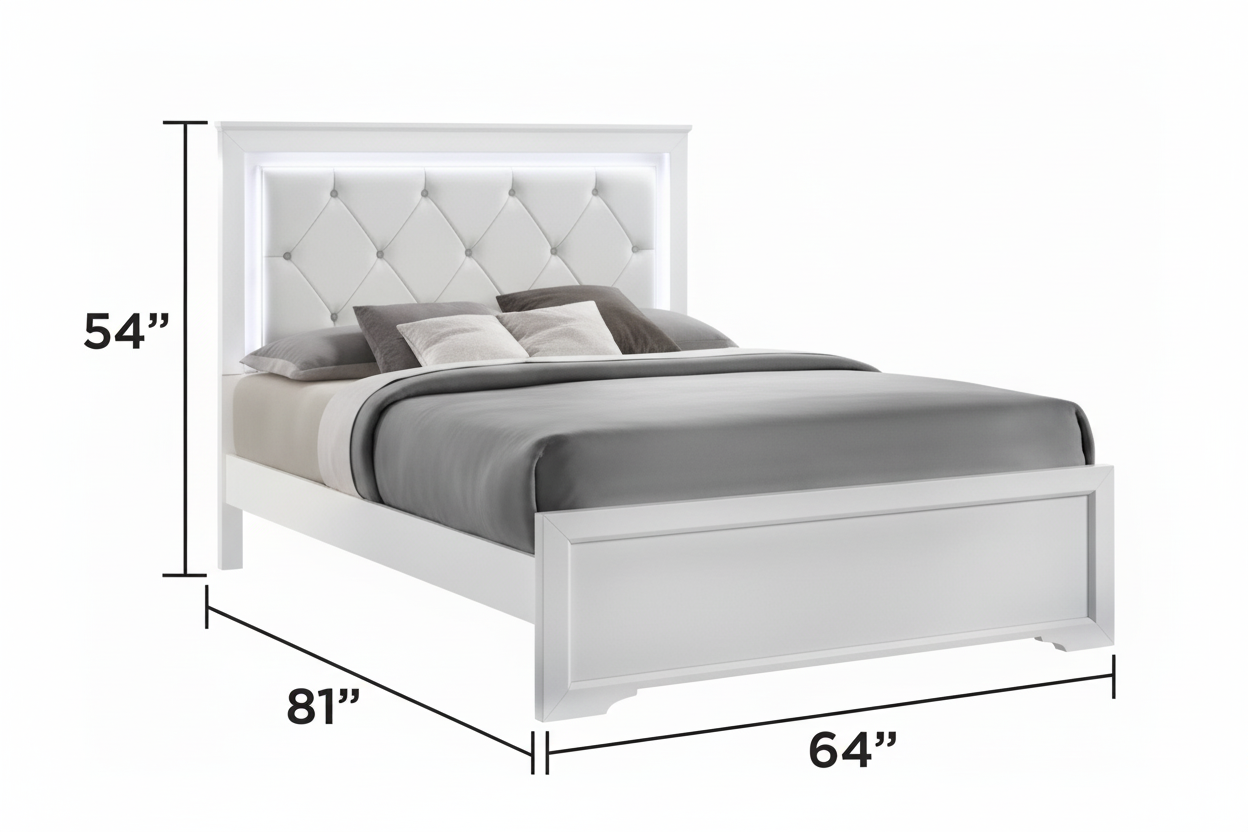 Ensemble de chambre à coucher Brook Queen – Blanc 6 pièces