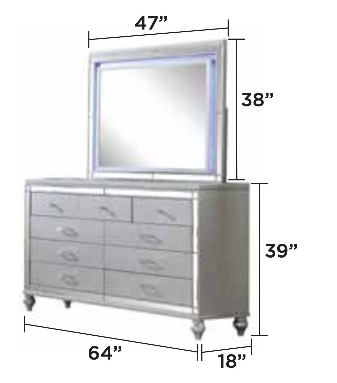 Elegant Bedroom Set King – Silver