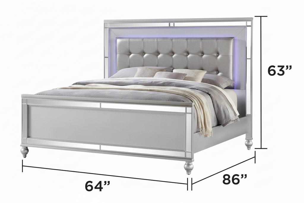 Elegant Bedroom Set Queen – Silver MTL Meubles et Matelas