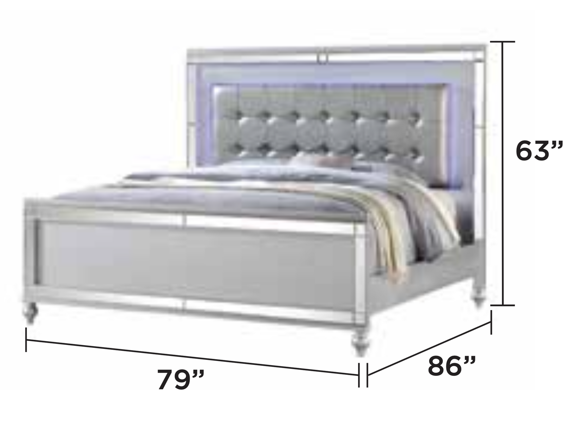 Elegant Bedroom Set King – Silver