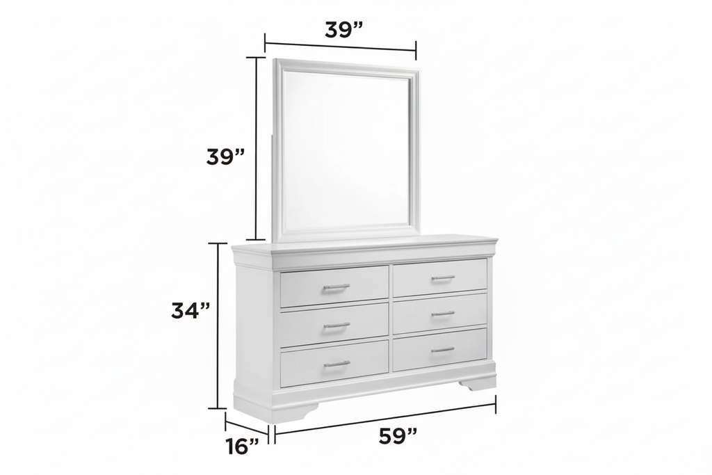 Brook Bedroom Set Queen – White 6 pieces MTL Meubles et Matelas