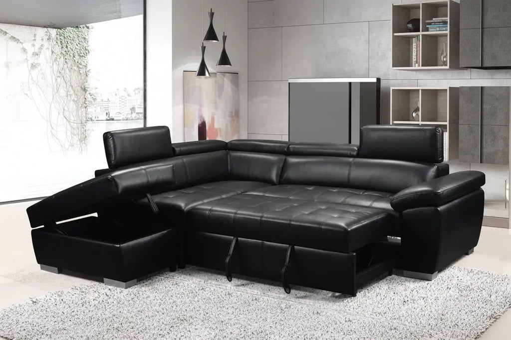 Nano black PU leather sofa MTL meubles et Matelas