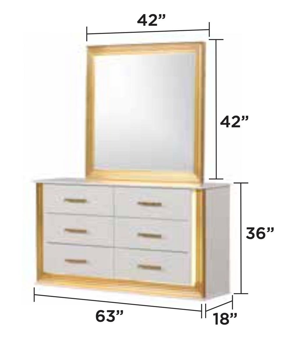 Royal Bedroom Set King— White With Gold Accents