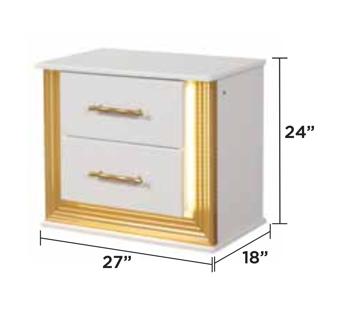 Royal Bedroom Set King— White With Gold Accents