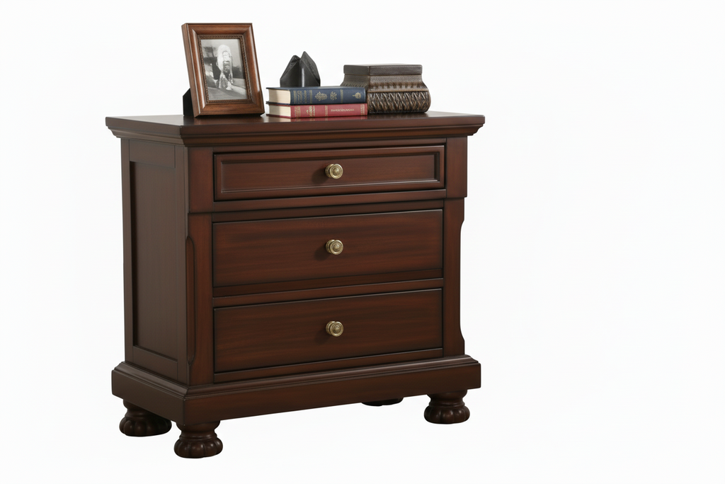 Walnut Baltimore Queen Bedroom set with storage bed by Meuble Divino, featuring sleek design and spacious storage compartments.