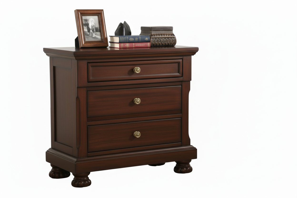 Walnut Baltimore Queen Bedroom set with storage bed by Meuble Divino, featuring sleek design and spacious storage compartments.