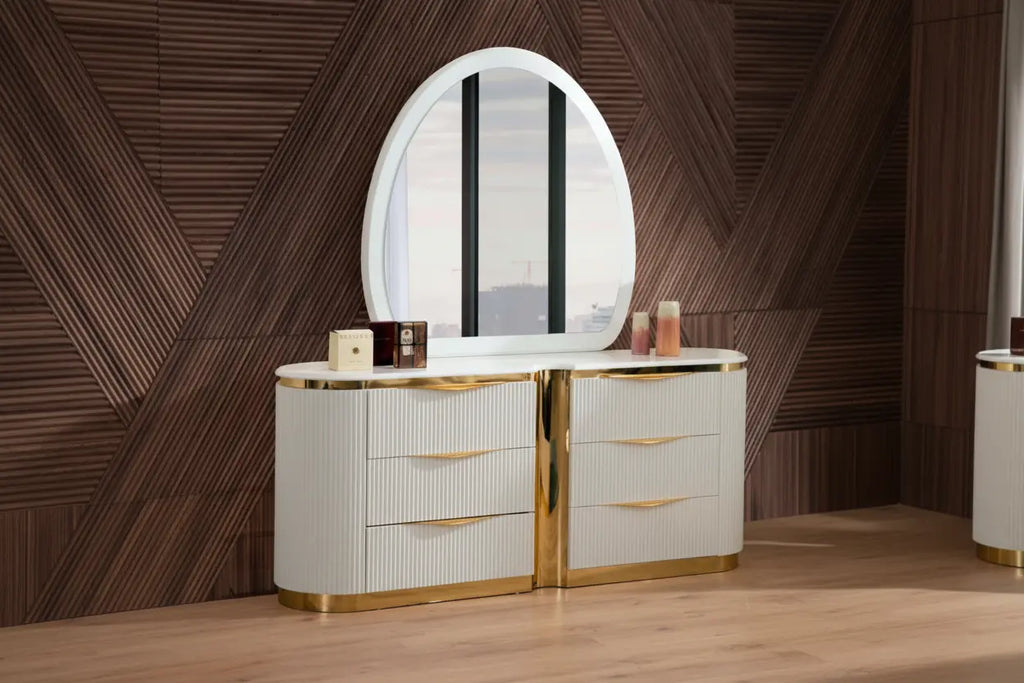 White and Gold modern Bedroom Set Meuble Divino