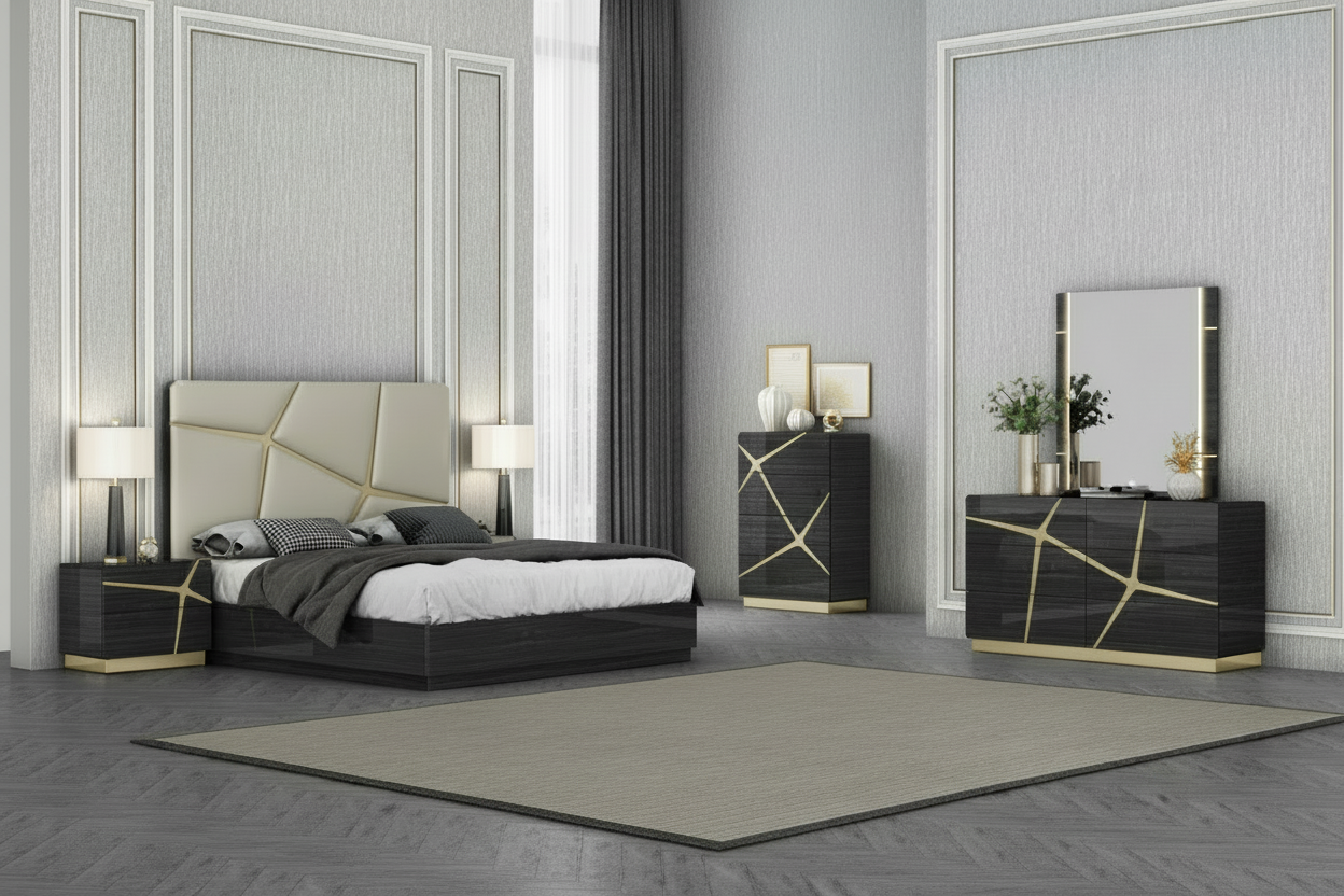 Ensemble de chambre à coucher Chole à rangement hydraulique sans ailes