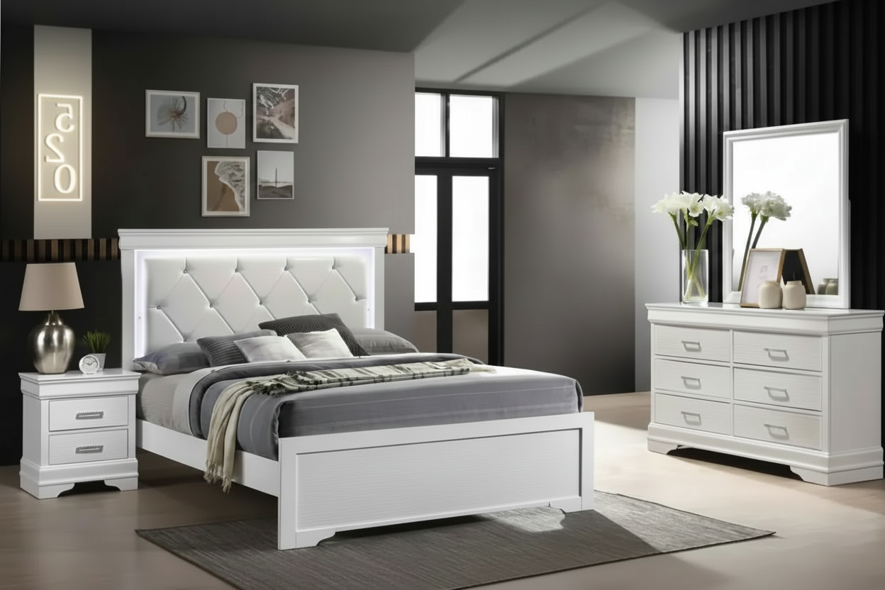 Brook Queen bedroom set 4pcs Meuble Divino