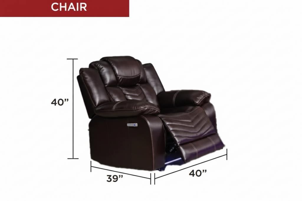 Meuble Divino Rogue electric recliner sofa set with three pieces, featuring plush cushions and modern design for comfortable seating.