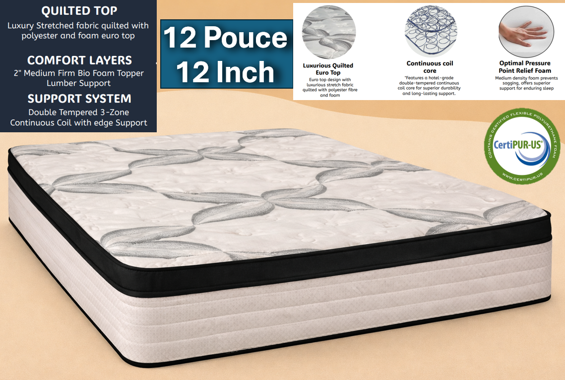Meuble Divino Care Plus Queen Mattress with medium firmness, showing plush surface and supportive design for comfortable sleep.