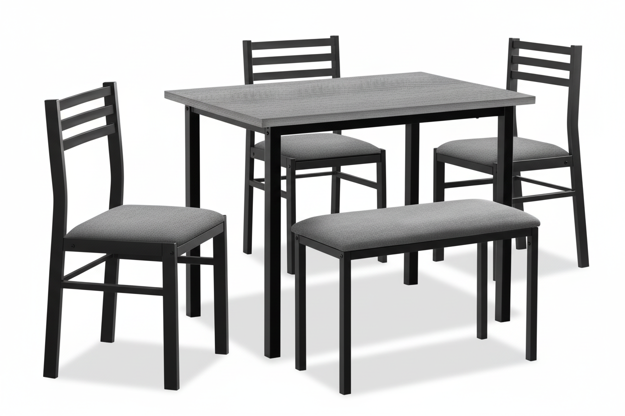 Modern 5-piece dining set by MTL meubles et Matelas with a wooden table and matching chairs, perfect for family meals.