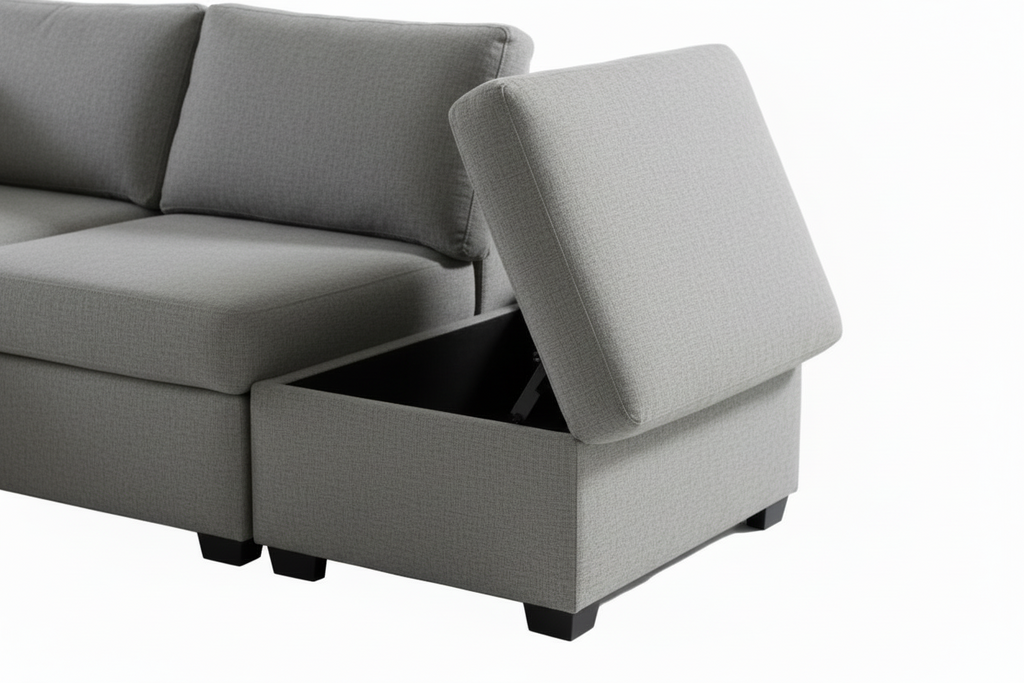 Meuble Divino Mia sofa with plush fabric upholstery and modern design, shown in a cozy living room setting.