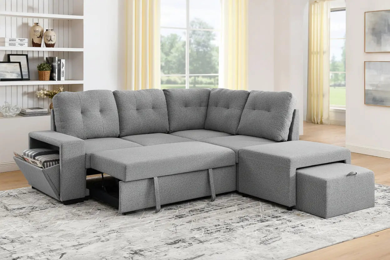 Sectional sofa bed with Storage and Ottoman Meuble Divino