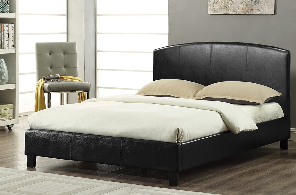 Cordell Platform Queen Bed — Black Leatherette