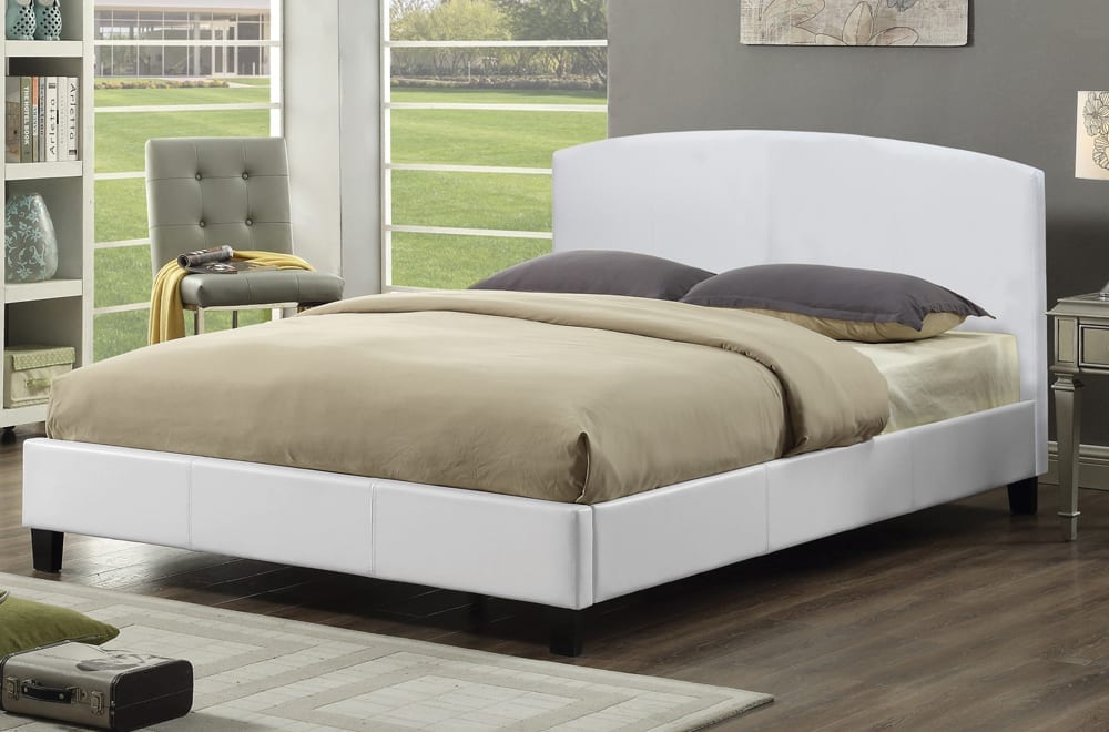 Cordell Platform Queen Bed — White Leatherette
