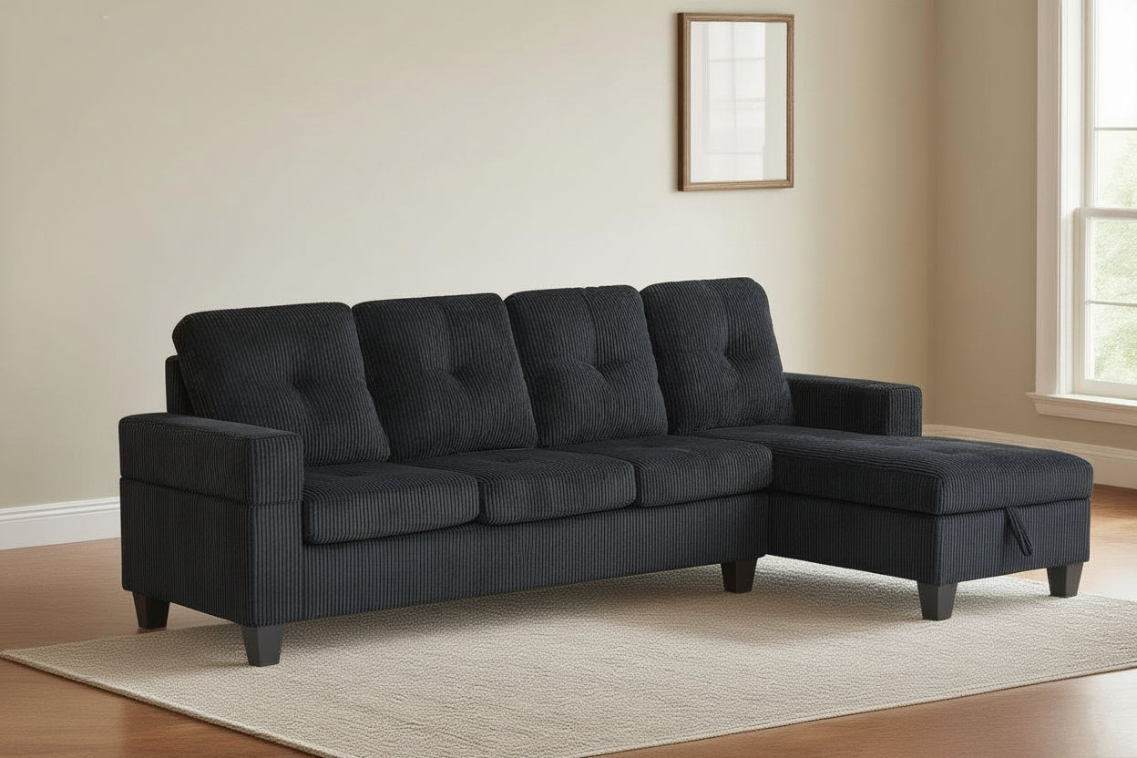 4 seater corduroy sofa with storage