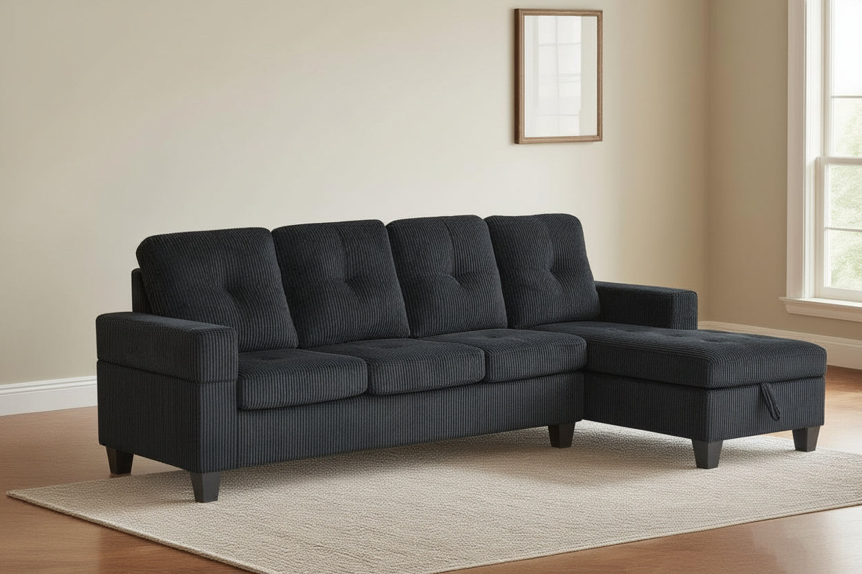 4 seater corduroy sofa with storage